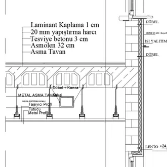 Yeşil Çatı - Cephe Sistem Kesit Çizimi