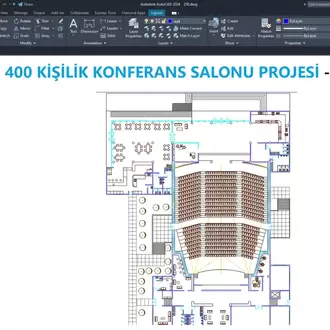 400 Kişilik Konferans Salonu Projesi (DWG İNDİR)