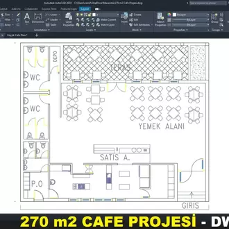 270 m² Cafe Projesi (DWG)