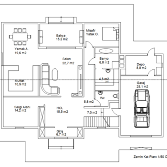 2 Katlı Villa Projesi - Plan, Kesit ve Görünüş Çizimleri