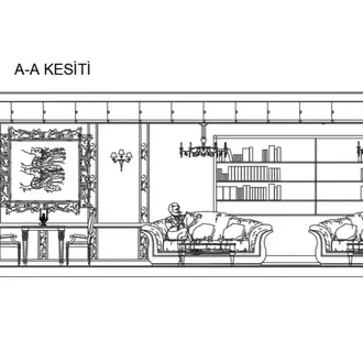 Bar ve Cafe Projesi (Plan + 3 Kesit Çizimi)