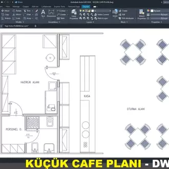 Küçük Cafe Planı Projesi - DWG İndir (Premium)