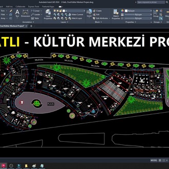 2 Katlı, Oval Kültür Merkezi Projesi (DWG İNDİR)