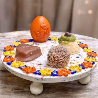 Turuncu Yumurtalı El Yapımı Seramik Sunumluk 16 cm