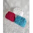 El Yapımı Turkuaz Mavi Örgü Clutch Çanta,Çizgili Desen Astarli