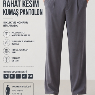 ERKEK  RAHAT KESİM KUMAŞ PANTOLON 