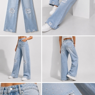 ✨ ZEO BASIC Işıltılı Taş Detaylı Bayan Kot Pantolon