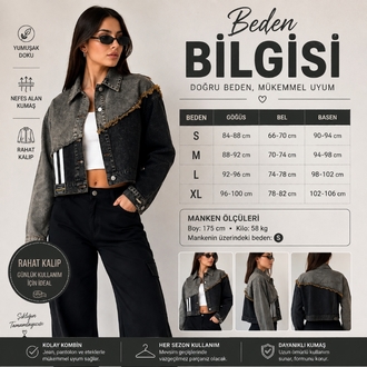  BAYAN ÇİFT RENK DENİM CEKET
