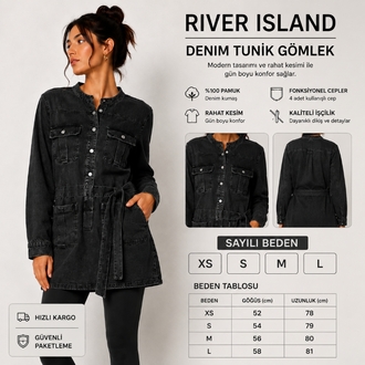 RIVER ISLAND BAYAN DENIM TUNİK