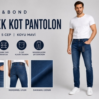 BACK&BOND ERKEK KOT PANTOLON – SLIM FIT