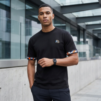HR Paris Premium At Figürlü Nakışlı Siyah T-Shirt