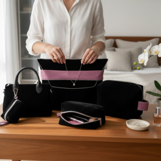 Pomélie Classic Büyük Boy – Kadife Siyah Pembe