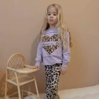 KIZ ÇOCUK LEOPAR DESENLİ TAYTLI 2'Lİ PAMUKLU TAKIM ALT - ÜST TAKIM