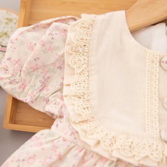 KIZ BEBEK PAMUKLU FİSTO DETAYLI ÇİÇEKLİ ELBİSE 12-36 AY