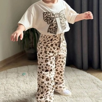 KIZ ÇOCUK LEOPAR DESENLİ PANTOLONLU 2Lİ TAKIM