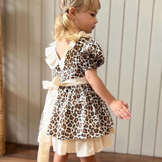 KIZ ÇOCUK LEOPAR DESENLİ ELBİSE 