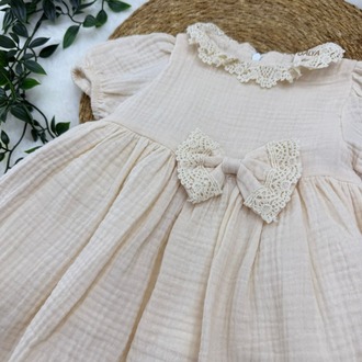 KIZ BEBEK PAMUKLU FİYONK DETAYLI ELBİSE