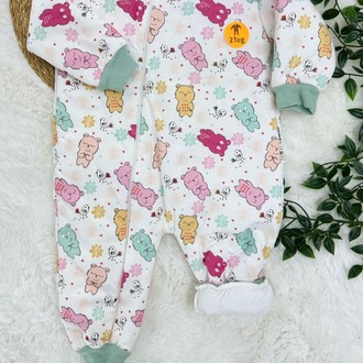 KIZ BEBEK 2 TOG AYICIK DESENLİ UYKU TULUMU %100 PAMUK KUMAŞ