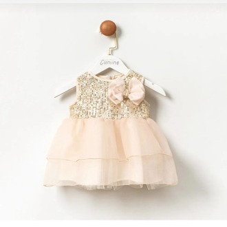 KIZ BEBEK PAYETLİ TÜLLÜ FİYONKLU ELBİSE