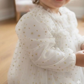 KIZ BEBEK %100 PAMUK ASTARLI YILDIZLI ELBİSE
