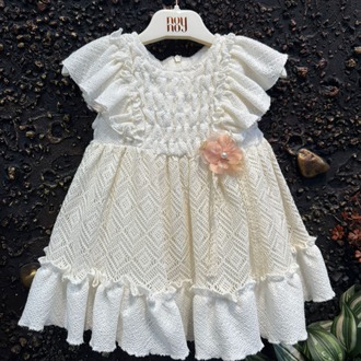 KIZ BEBEK DANTEL DETAYLI ÇİÇEKLİ ELBİSE