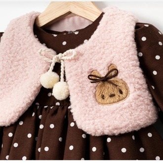 KIZ BEBEK POLAR YELEKLİ PAMUKLU PUANTİYELİ ELBİSE ÖZEL TASARIM PAMUK ASTARLI