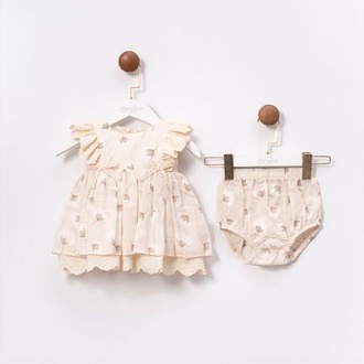 KIZ BEBEK ÇİÇEK DESENLİ KİLOTLU 2Lİ PAMUKLU TAKIM