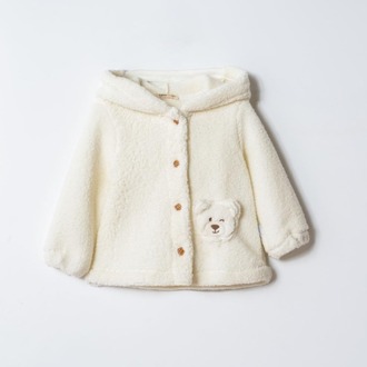 KIZ BEBEK KAPÜŞON DETAYLI PELUŞ CEKET