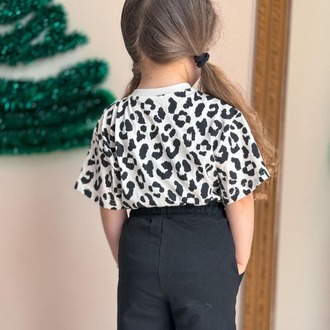 KIZ ÇOCUK LEOPAR DESENLİ ŞORTLU TAKIM PAMUKLU KUMAŞ