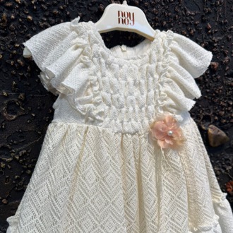 KIZ BEBEK DANTEL DETAYLI ÇİÇEKLİ ELBİSE