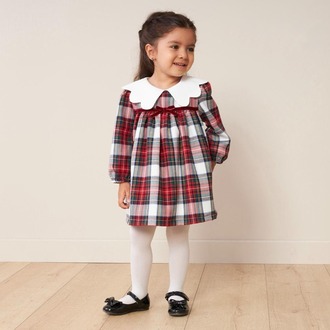 KIZ BEBEK EKOSELİ YAKA DETAYLI PAMUKLU ELBİSE