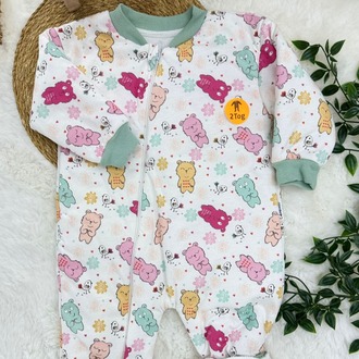 KIZ BEBEK 2 TOG AYICIK DESENLİ UYKU TULUMU %100 PAMUK KUMAŞ