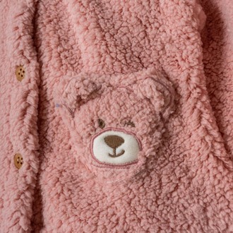 KIZ BEBEK KAPÜŞON DETAYLI PELUŞ CEKET