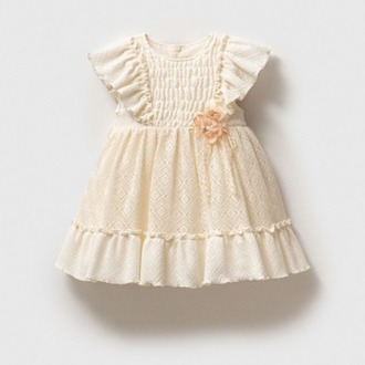 KIZ BEBEK DANTEL DETAYLI ÇİÇEKLİ ELBİSE