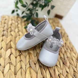 KIZ BEBEK ÇİÇEK DETAYLI ÖZEL GÜN AYAKKABISI