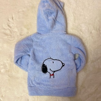 Erkek Çocuk Nakışlı Snoopy İşlemeli kapüşonlu Polar Üst