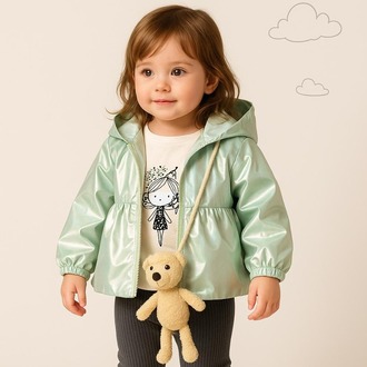 KIZ BEBEK YAĞMURLUKLU 3'LÜ SET ALT - ÜST TAKIM