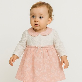 KIZ BEBEK YAKA DETAYLI %100 PAMUKLU ELBİSE