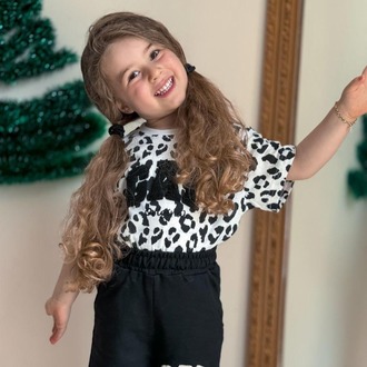 KIZ ÇOCUK LEOPAR DESENLİ ŞORTLU TAKIM PAMUKLU KUMAŞ