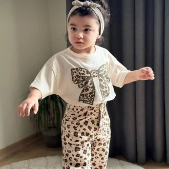 KIZ ÇOCUK LEOPAR DESENLİ PANTOLONLU PAMUKLU TAKIM