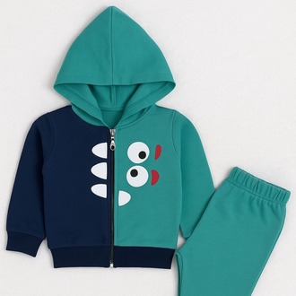 ERKEK BEBEK KAPÜŞON DETAYLI CEKETLİ 2'Lİ TAKIM