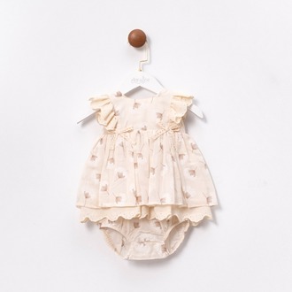 KIZ BEBEK ÇİÇEK DESENLİ KİLOTLU 2Lİ PAMUKLU TAKIM