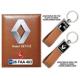 Plakanıza Özel Renault Logolu  Ruhsat Kabı ve Anahtarlık 4 Renk Seçeneği Mevcuttur.