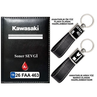 Plakanıza Özel Kawasaki Logolu Ruhsat Kabı ve Anahtarlık 4 Renk Seçeneği Mevcuttur.