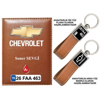 Plakanıza Özel Chevrolet Logolu Ruhsat Kabı ve Anahtarlık 4 Renk Seçeneği Mevcuttur.