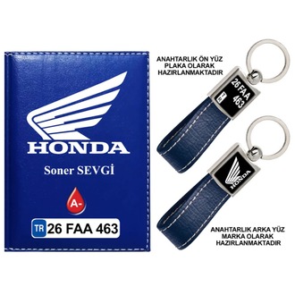 Plakanıza Özel Honda Motor Logolu Ruhsat Kabı ve Anahtarlık 4 Renk Seçeneği Mevcuttur.