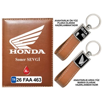 Plakanıza Özel Honda Motor Logolu Ruhsat Kabı ve Anahtarlık 4 Renk Seçeneği Mevcuttur.