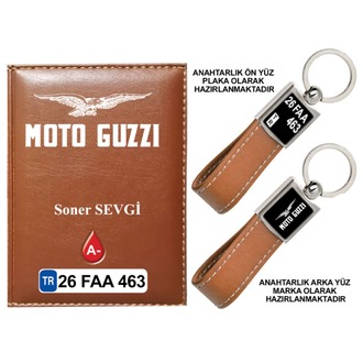 Plakanıza Özel Motoguzzi Logolu  Ruhsat Kabı ve Anahtarlık 4 Renk Seçeneği Mevcuttur.