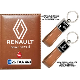 Plakanıza Özel Yeni Renault Logolu Ruhsat Kabı ve Anahtarlık 4 Renk Seçeneği Mevcuttur.