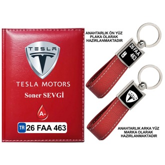 Plakanıza Özel Tesla Logolu Ruhsat Kabı ve Anahtarlık 4 Renk Seçeneği Mevcuttur.